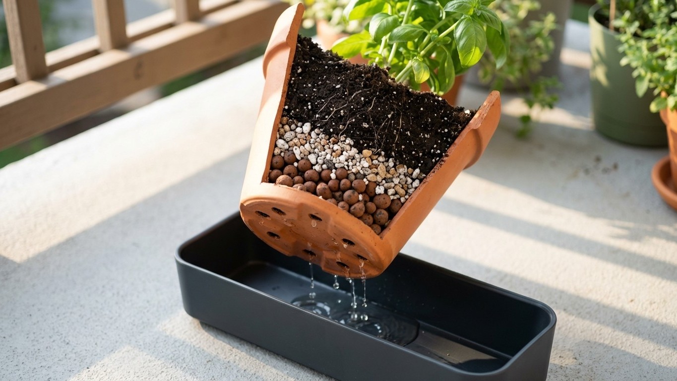 Améliorer le drainage des pots sur balcon : billes d’argile, trous et couches utiles