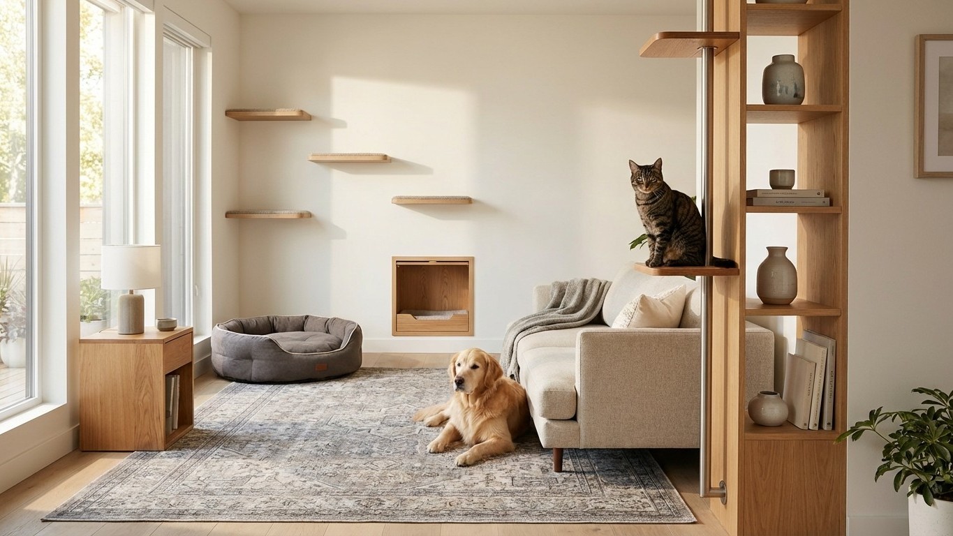 Aménagement pet-friendly par pièce : idées design pour une maison fonctionnelle avec chats et chiens