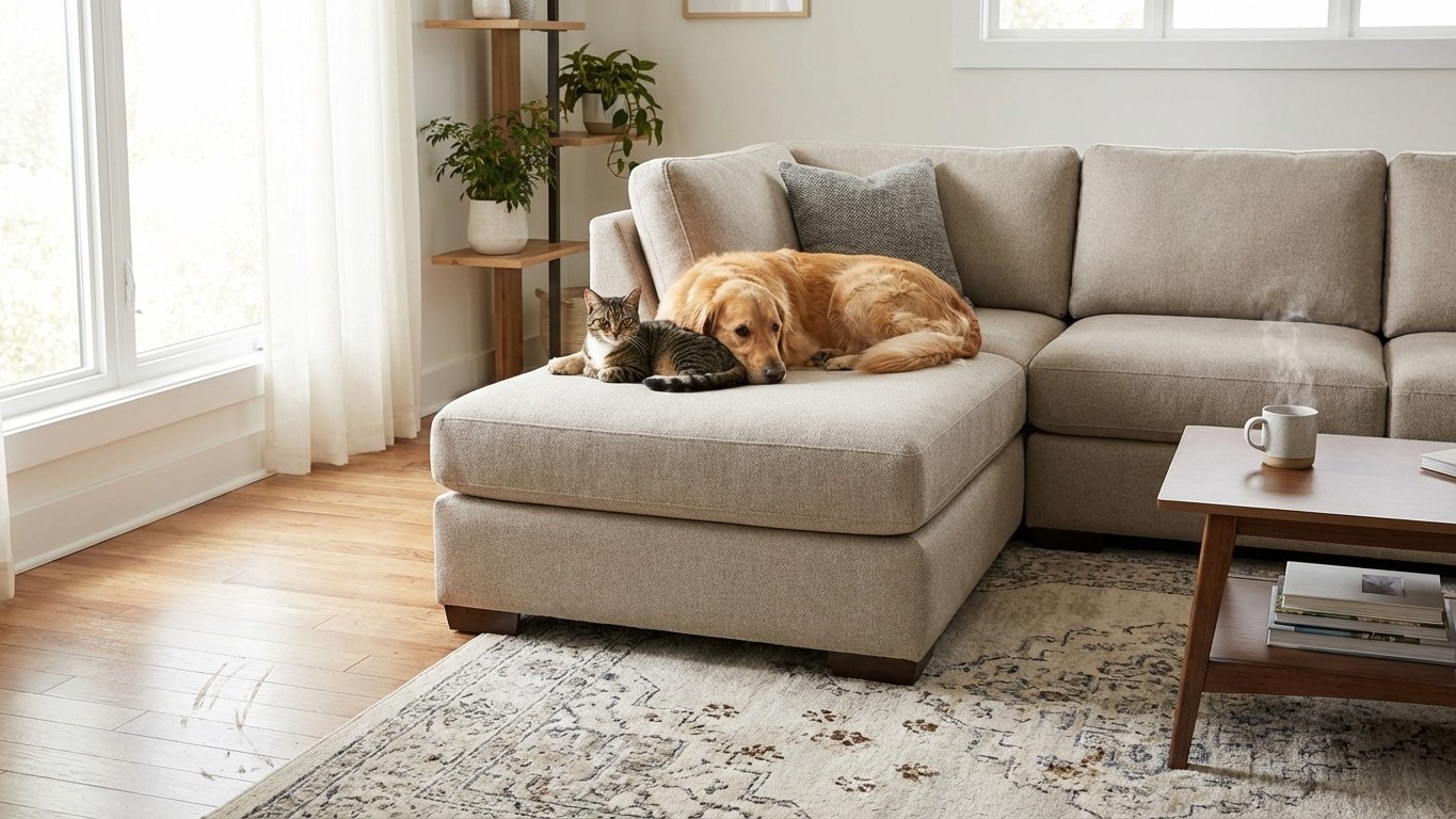 Matériaux pet-friendly : sols, tissus, tapis et peintures pour vivre avec chats et chiens