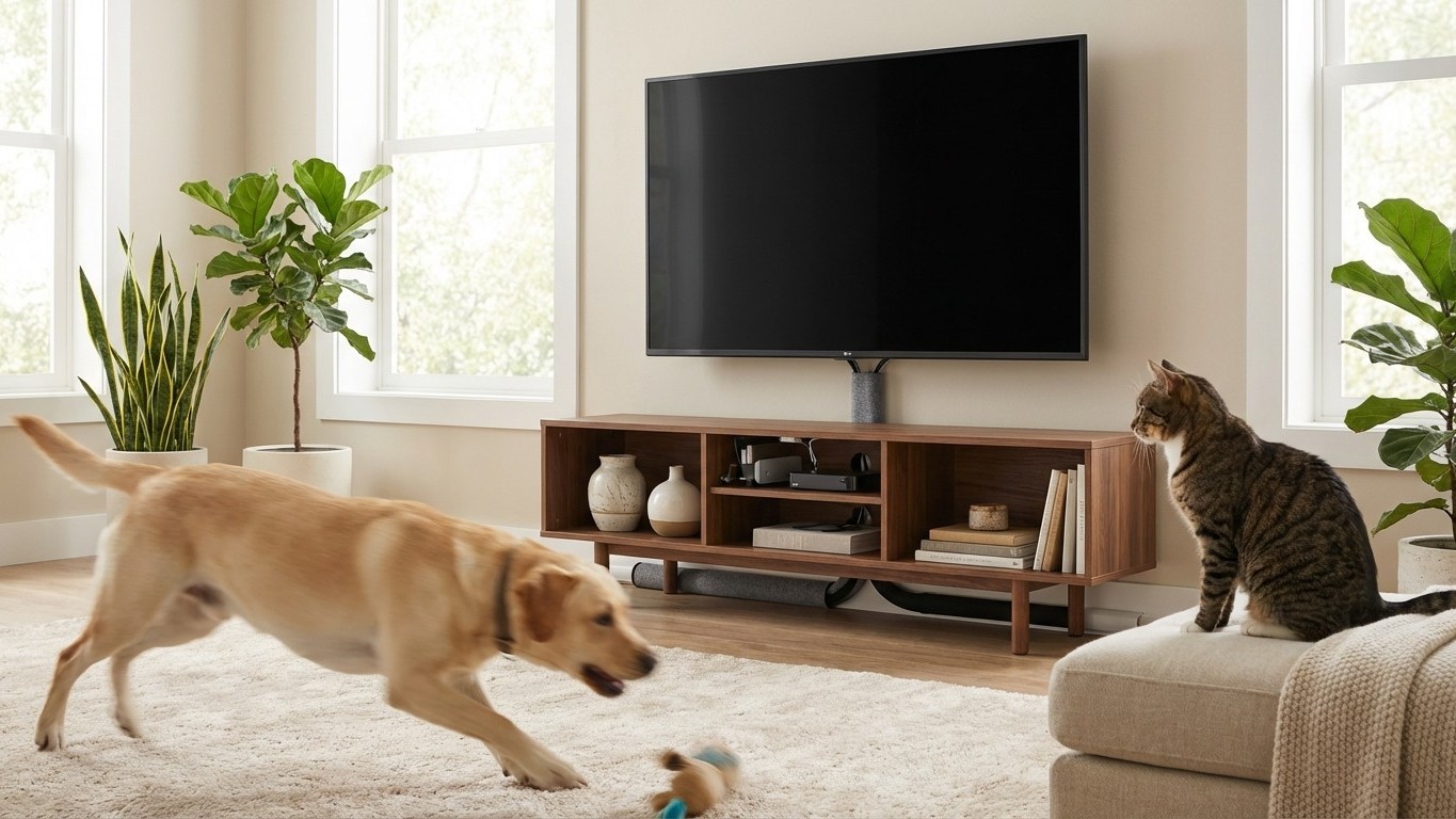 Meubles TV et buffets pet-friendly : portes, câbles et stabilité pour éviter la casse