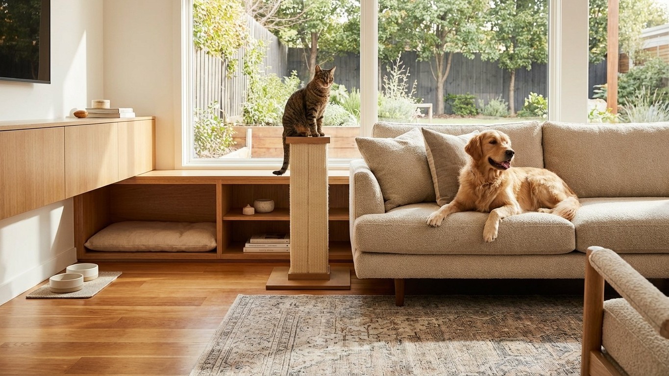 Pet friendly home design : créer une maison belle et durable avec chats et chiens (mobilier, matériaux, entretien)
