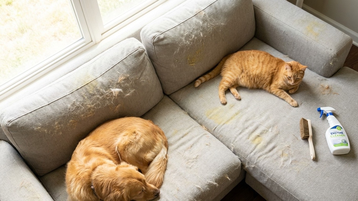 Protéger et nettoyer son mobilier avec animaux : poils, odeurs, taches et accidents