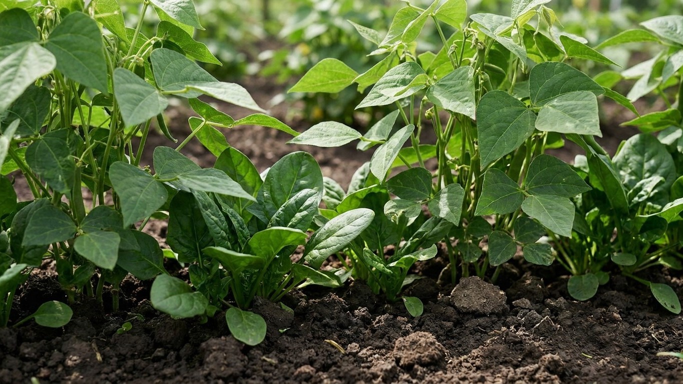 I slipped my spinach seeds along a row of beans just to save space: since then, not a single gap in the row and the leaves...