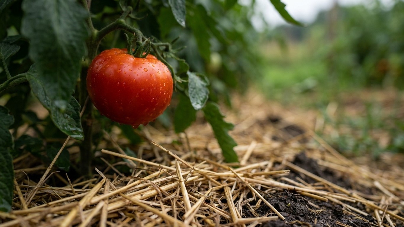 I spread a simple layer of mulch around my tomato plants just to keep weeds down: since then, not a single fruit has split...