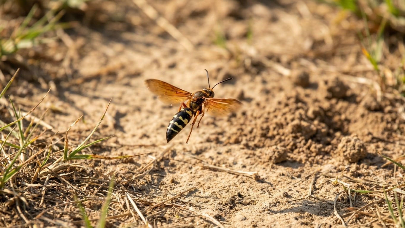 Why You Should Never Spray Those Giant Wasps Hovering Over Your Lawn in July