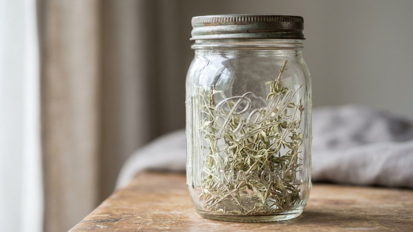 I laid my thyme and savory out in full sun just to dry them faster: when I opened the jar a month later, I understood what...