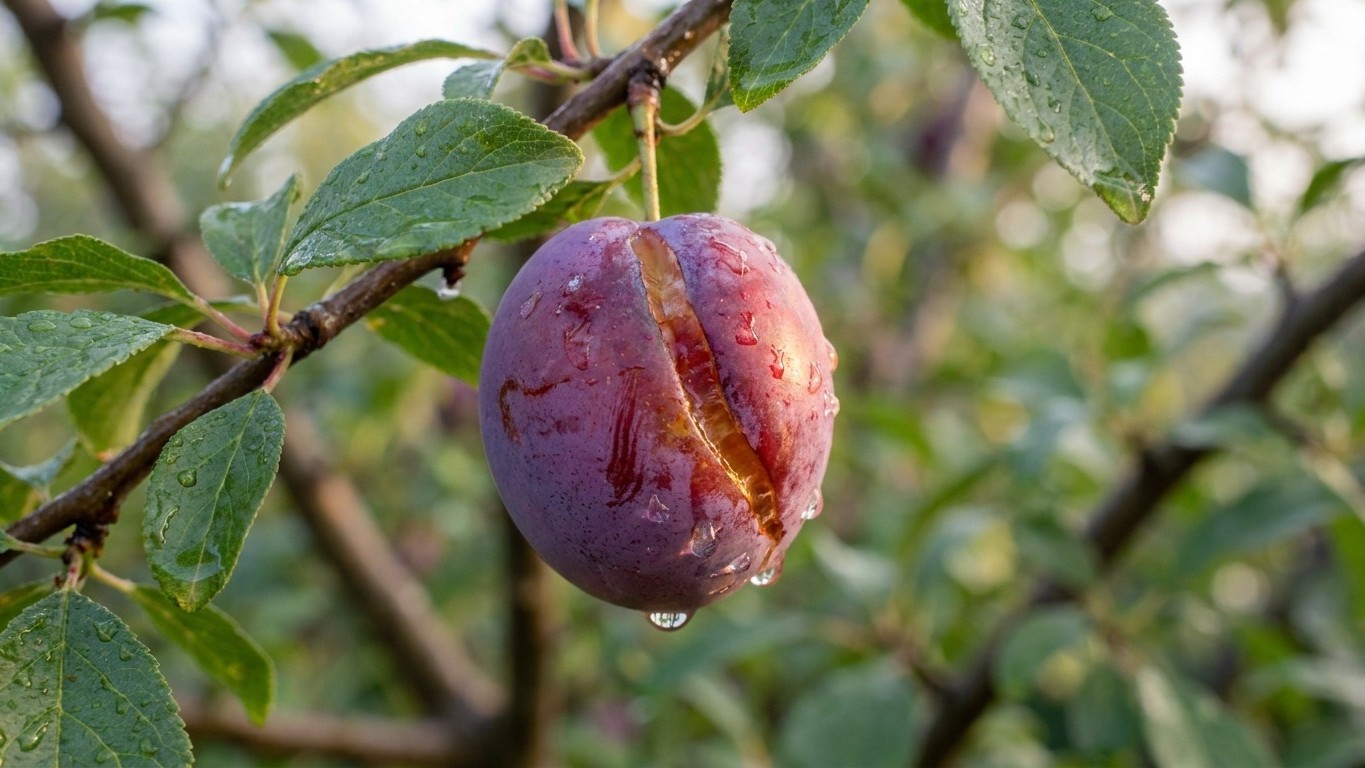 I left my plums on the tree three extra days after the August downpour just to let them sweeten: what had opened on the sk...