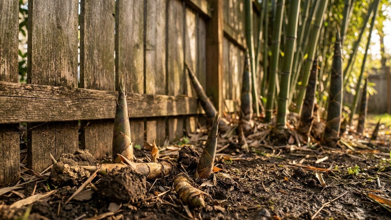 I planted a row of Phyllostachys bamboo along the fence just for privacy: three summers later, what came up on my neighbou...