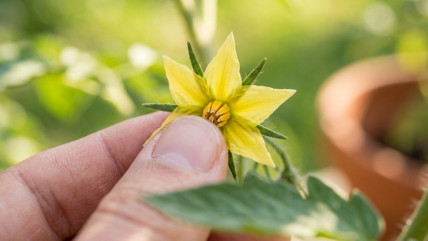 I was watering my tomatoes twice a day through the 38°C spell: the evening I looked closely at the open flowers, I underst...
