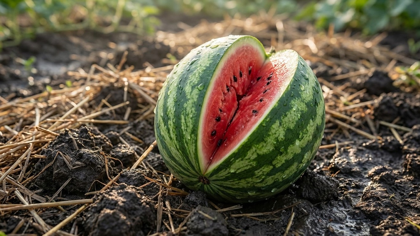 I watered my melons every evening right up to picking just to swell them: the morning after the July storm, what had split...