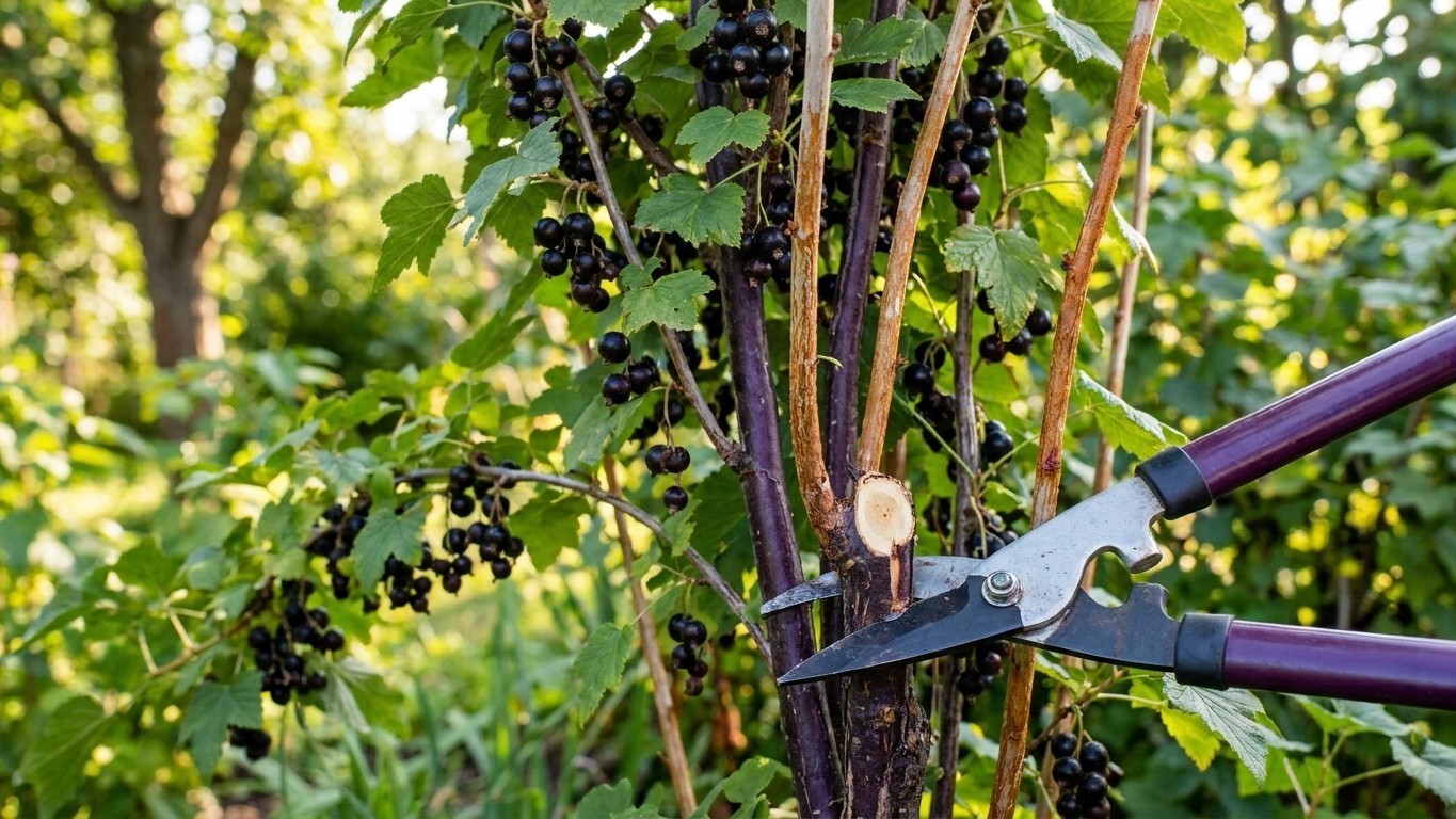 My neighbour always cuts three whole branches out of his blackcurrant the day he finishes picking and it's not to tidy the...